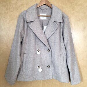 Hollister Wool Blend Pea Coat Oatmeal Natural Size Large